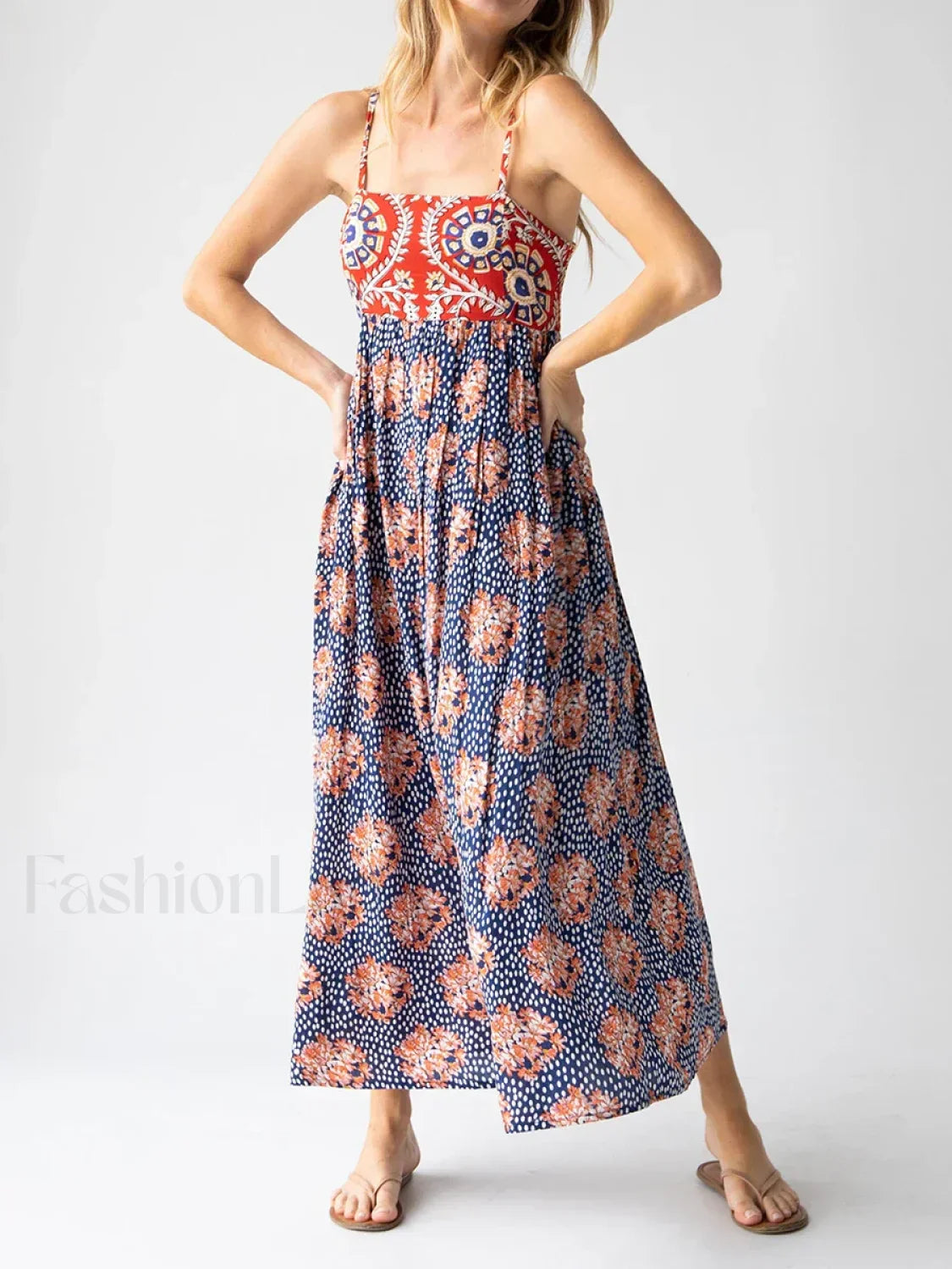 Open Back Floral Zipper Maxi Dress