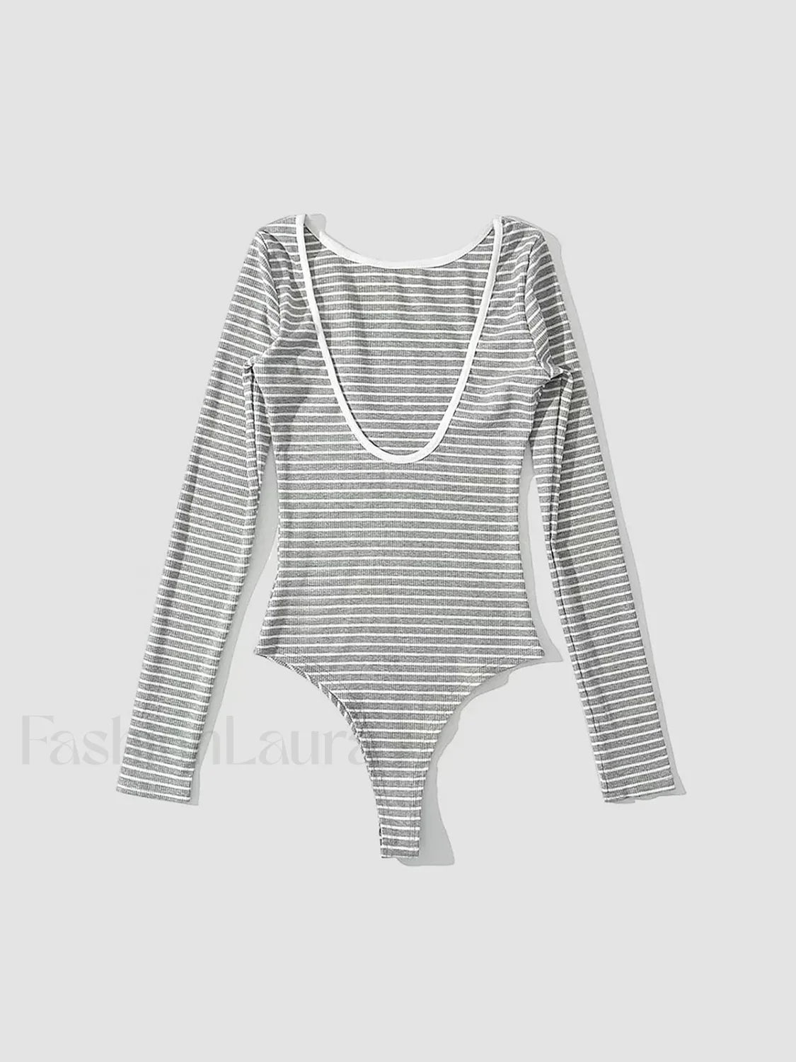 Open Back Stripe Long Sleeve Bodysuit