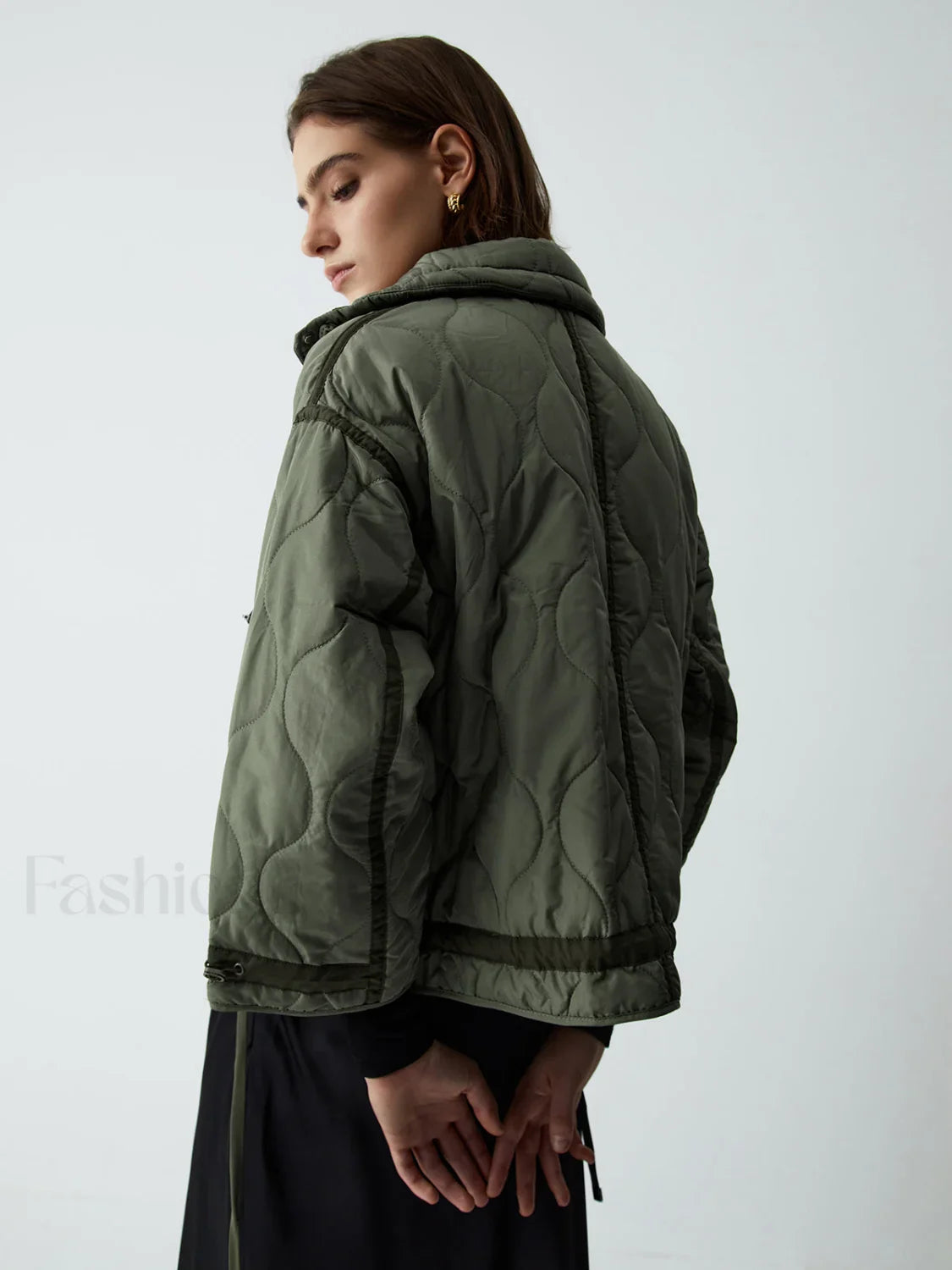 Open Collar Graceful Quilted Coat