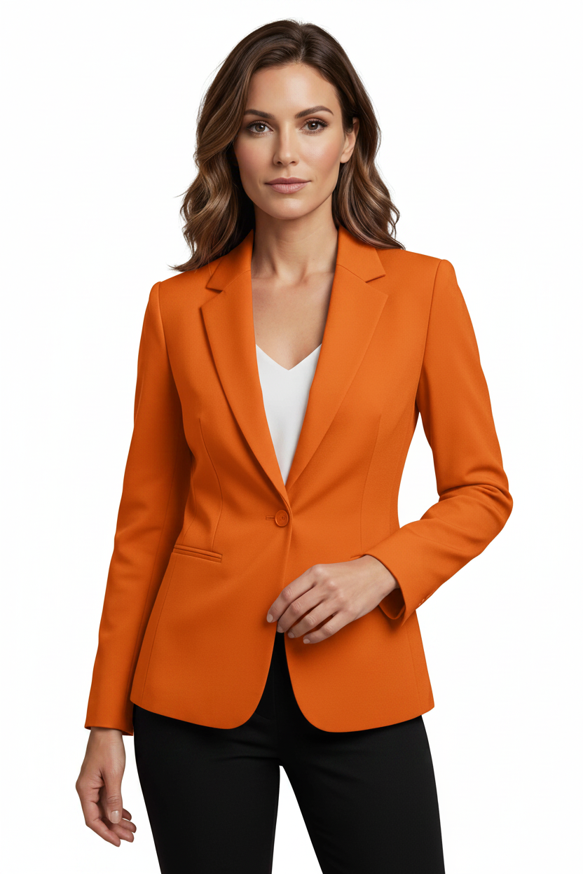 Elegant Tailored Slim Fit Blazer with Padded Shoulders & Pocket Detail - Jamota