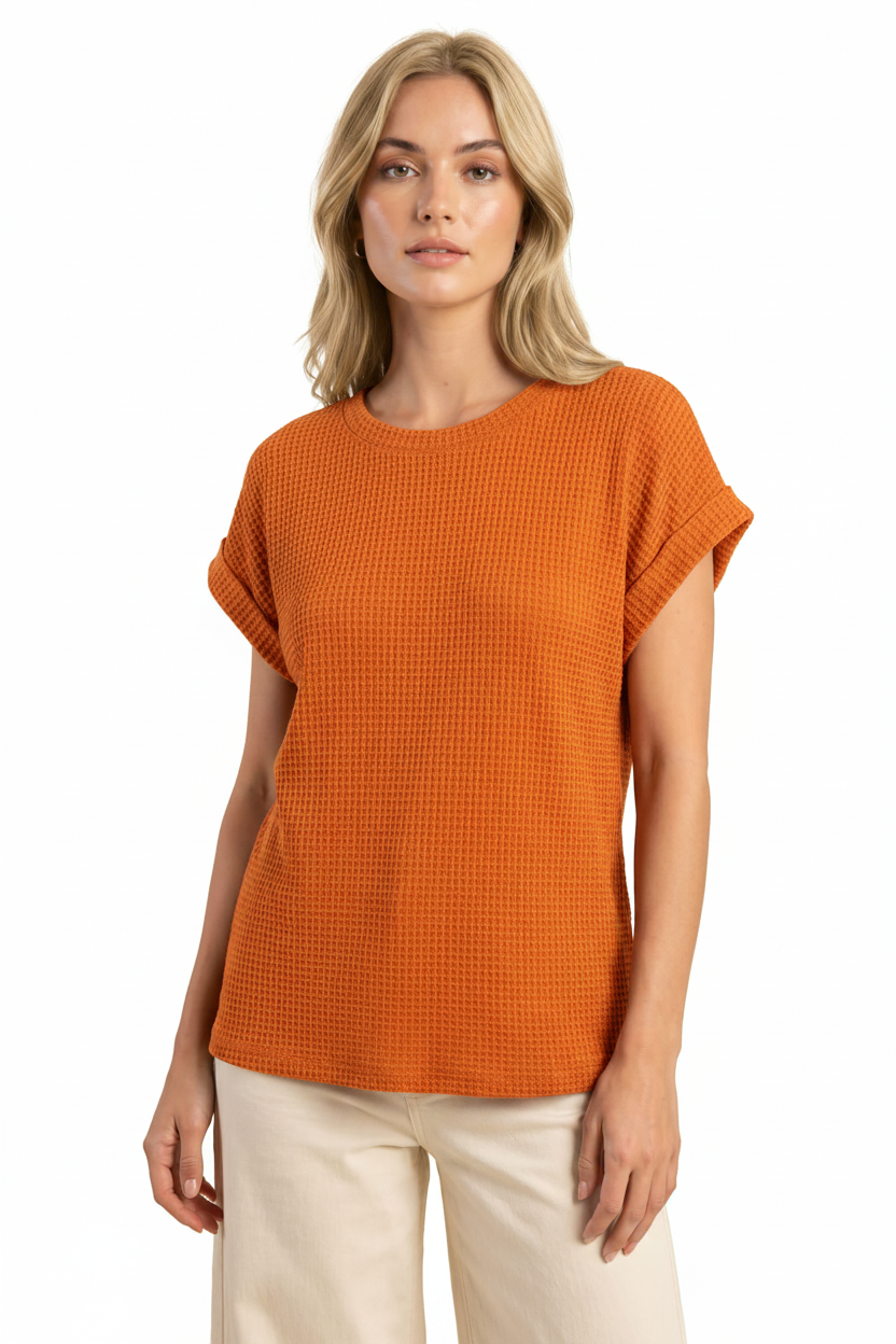 Relaxed Textured Women's T-Shirt with Breathable Fabric & Easy Fit - Jamota
