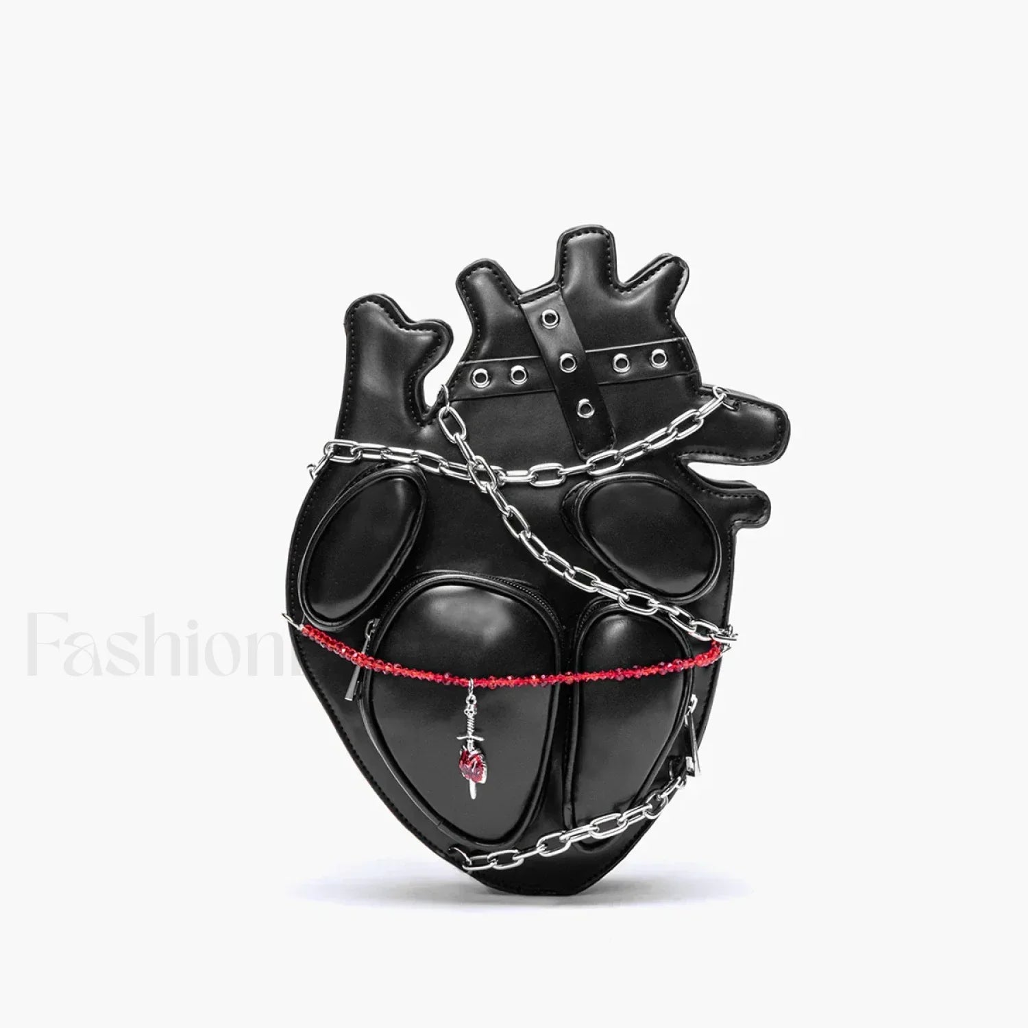 Original Metal Binding Shoulder Dark Sexy Style Heart Punk Chain Gothic Bag Black