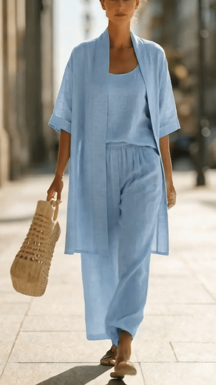Longline Split Hem Shirt and Wide Leg Pants Two Piece Set
