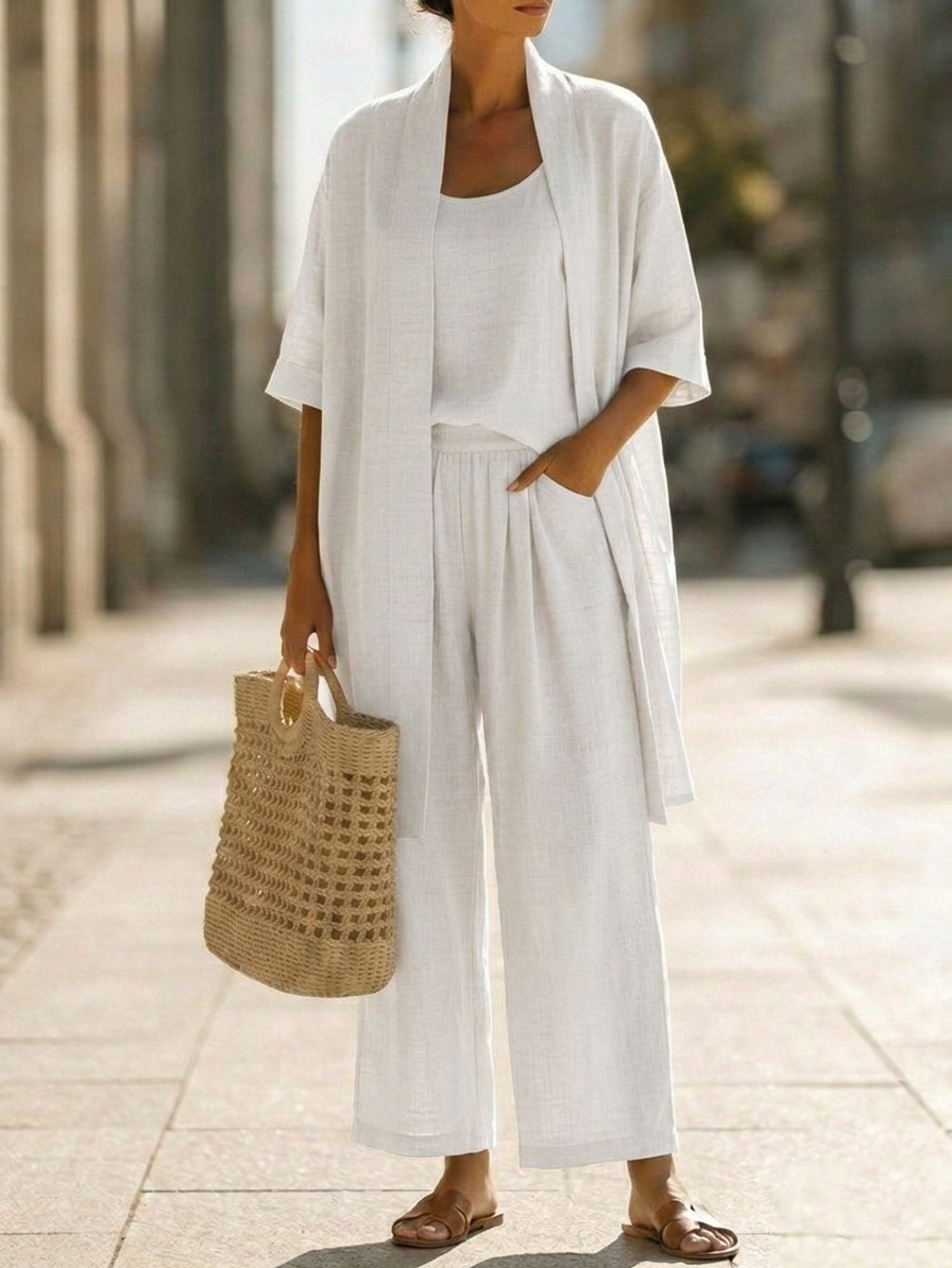 Longline Split Hem Shirt and Wide Leg Pants Two Piece Set