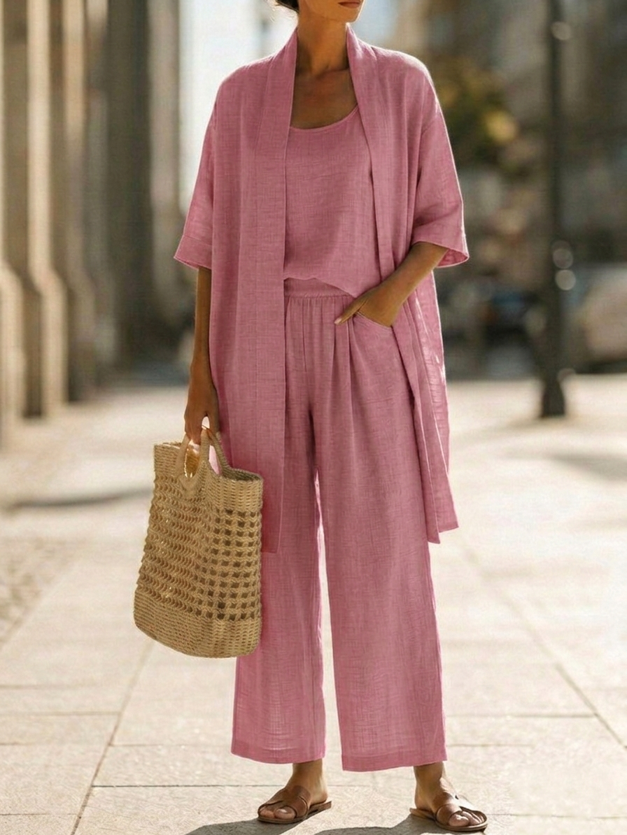 Longline Split Hem Shirt and Wide Leg Pants Two Piece Set