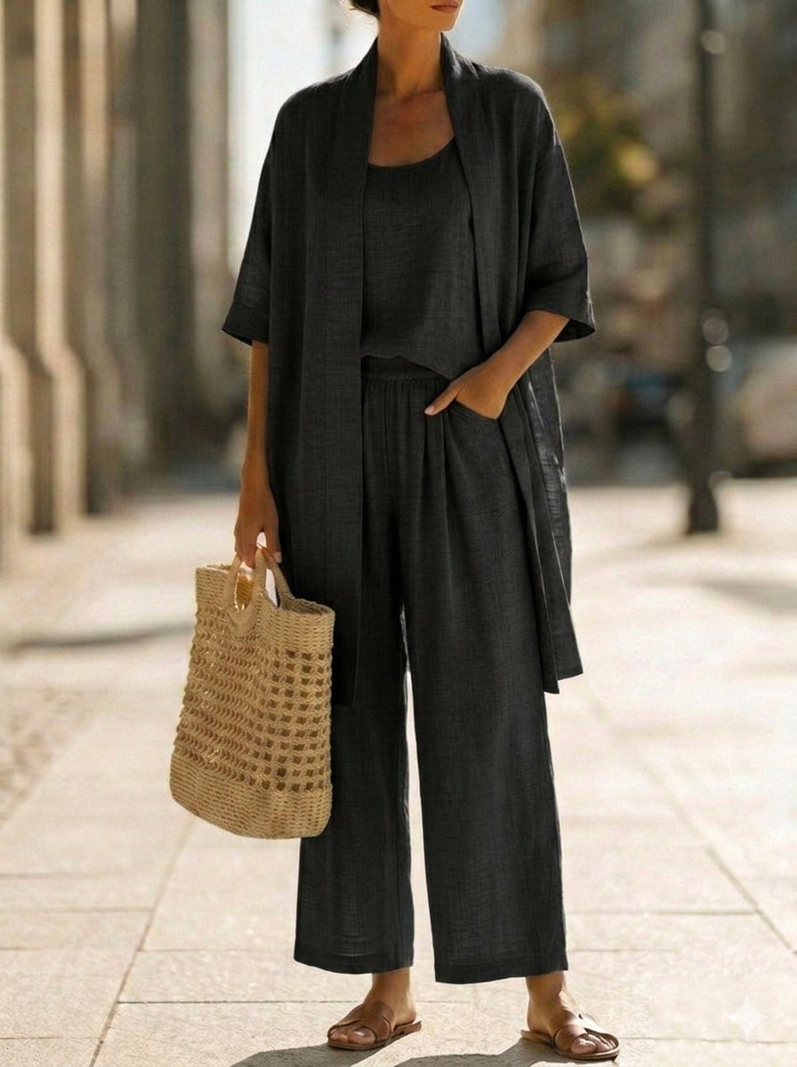 Longline Split Hem Shirt and Wide Leg Pants Two Piece Set
