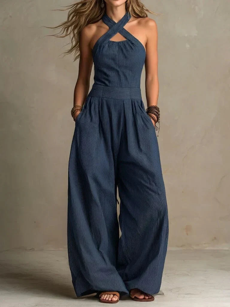 Isabella | Flowing Long Jumpsuit with Halter Neck