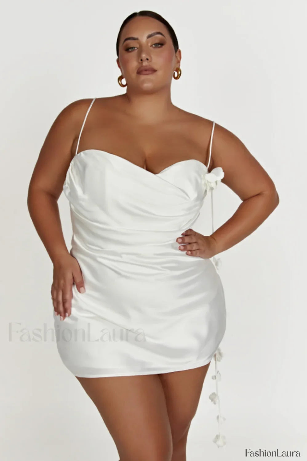 Otillie Rose Halter Charming Satin Mini Dress