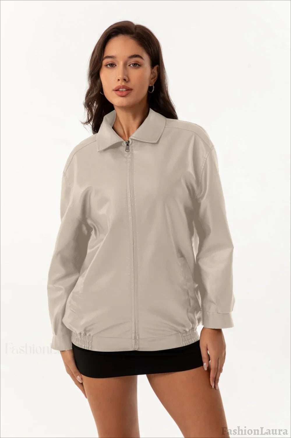 Oversized Lapel Leather Jacket