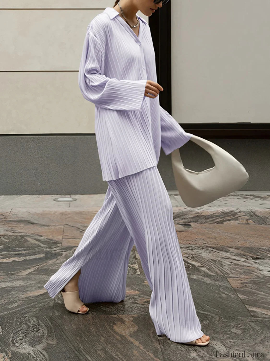 Oversized Leisure Pleat Pockets Modern Two Piece Pants Set