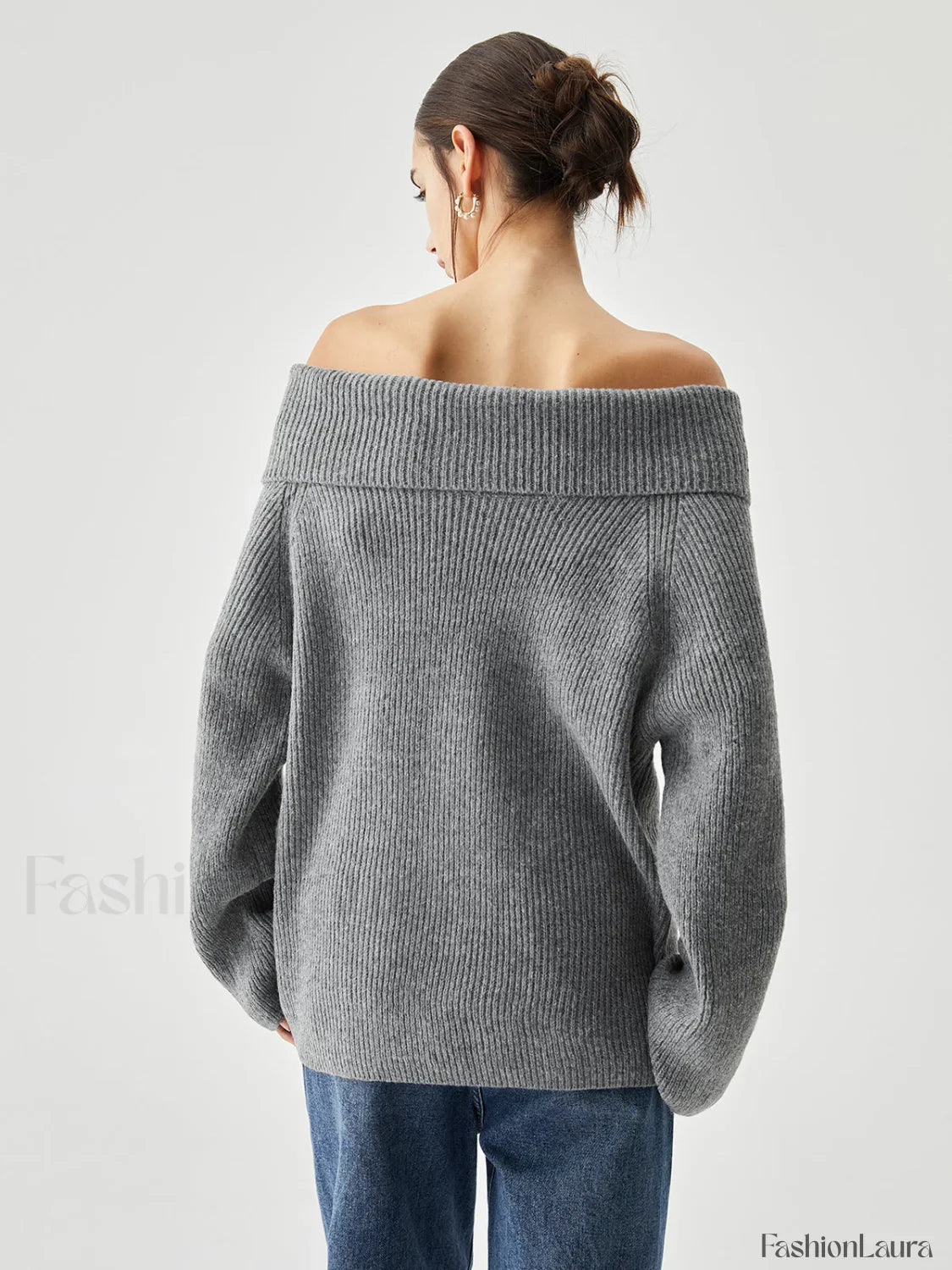 Oversized Overfold Off Shoulder Knit Sweater
