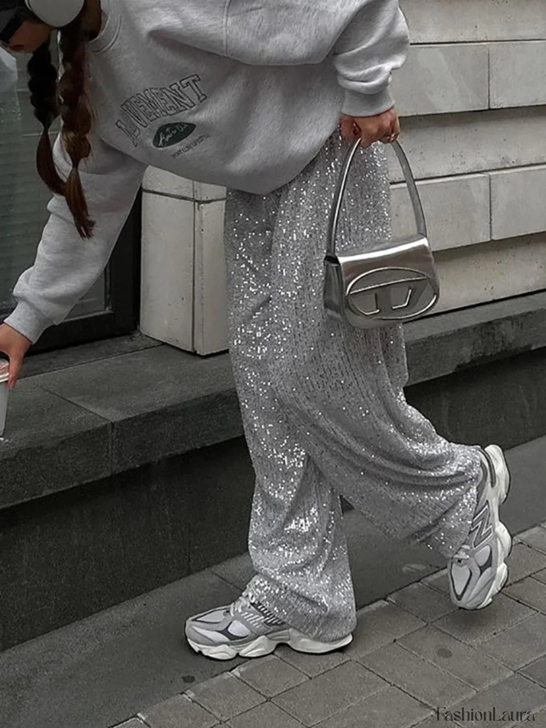 Oversized Sequin Graceful Straight Leg Pants