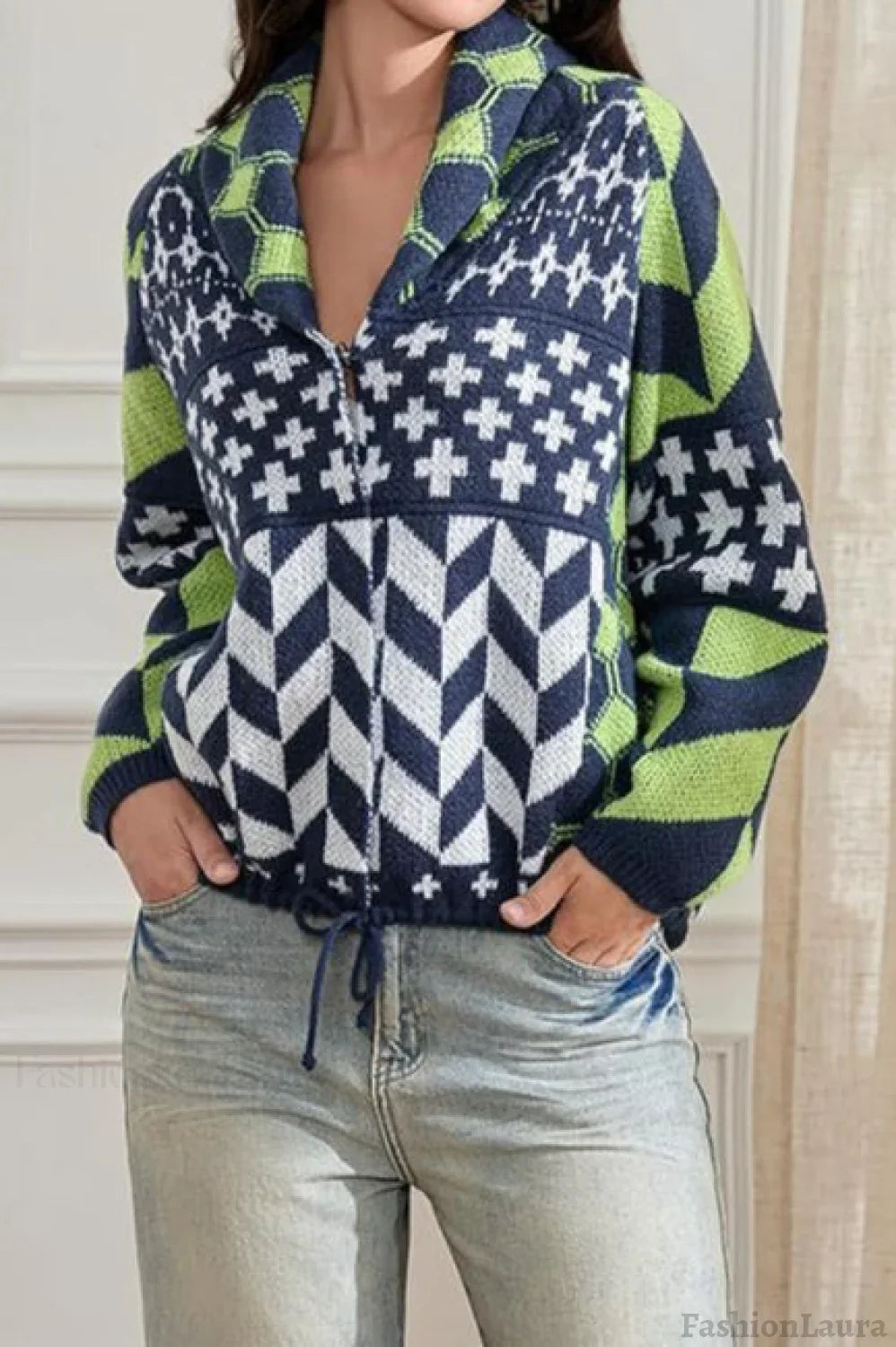 Oversized Soft Yarn Cardigan Green / L