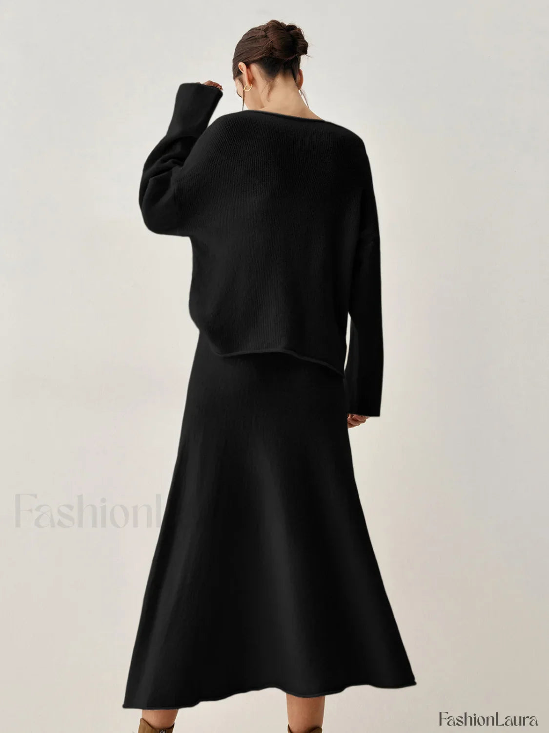 Oversized Sweater Two Trendy Piece Skirt Set