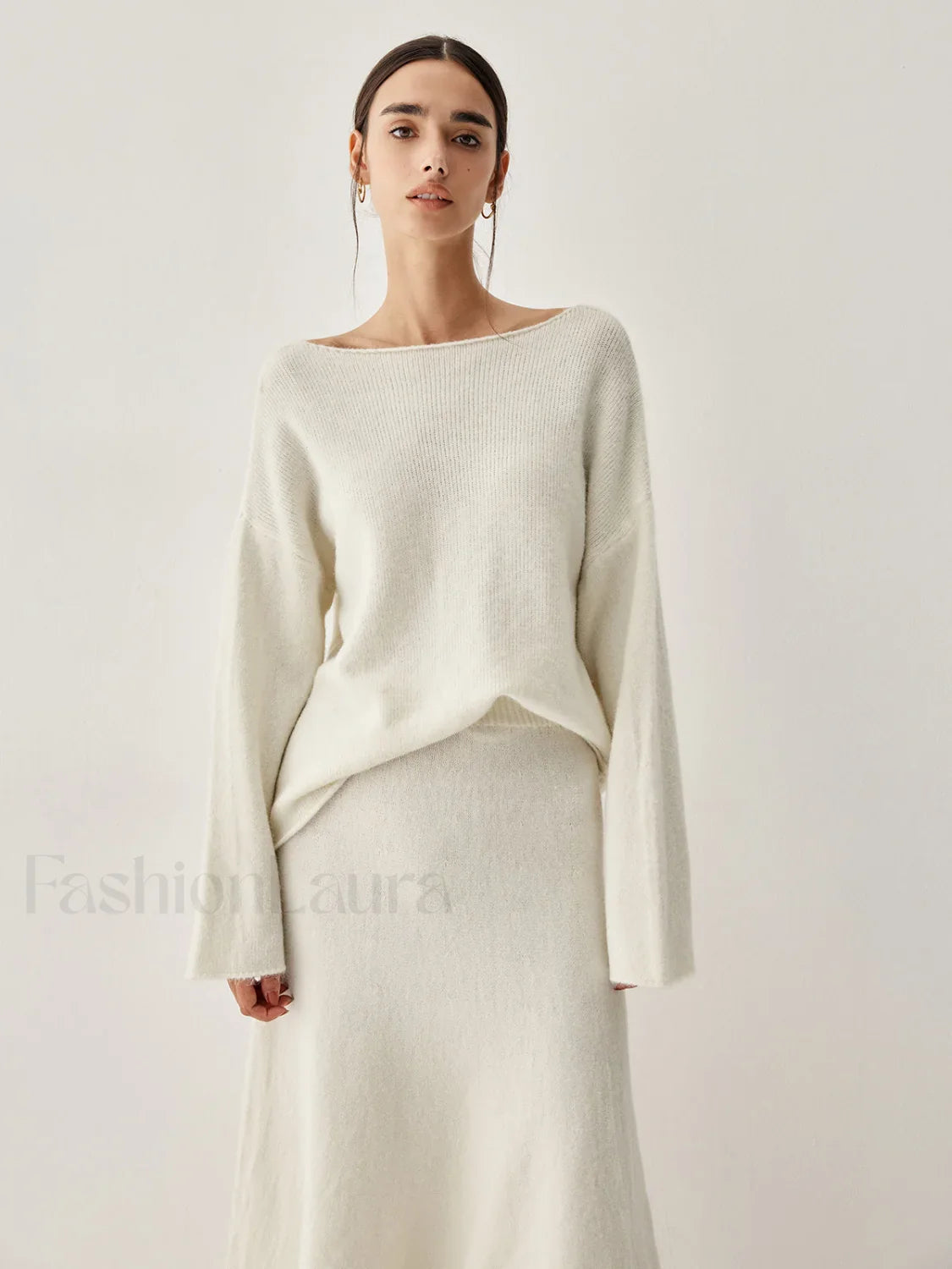 Oversized Sweater Two Trendy Piece Skirt Set