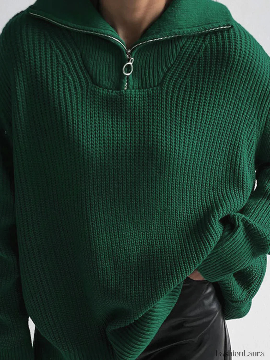 Oversized Utility Graceful Zippered Sweater