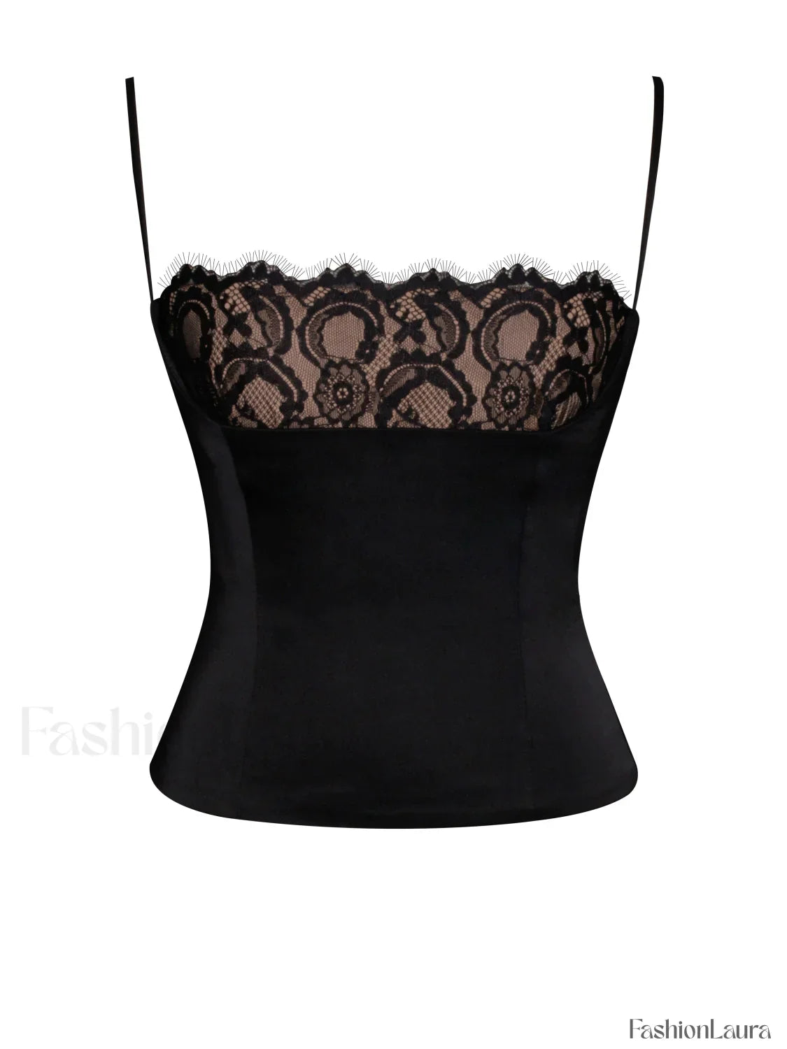 Padma Black Satin Charming Lace Bustier Corset Top