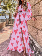 Deep V-Neck Batwing Sleeve High Split Maxi Dress 5