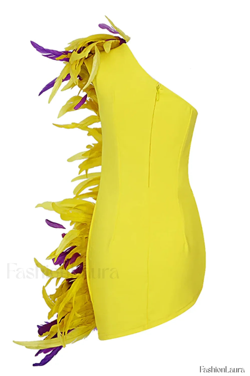 Paislee Asymmetric Stylish Feather Mini Dress