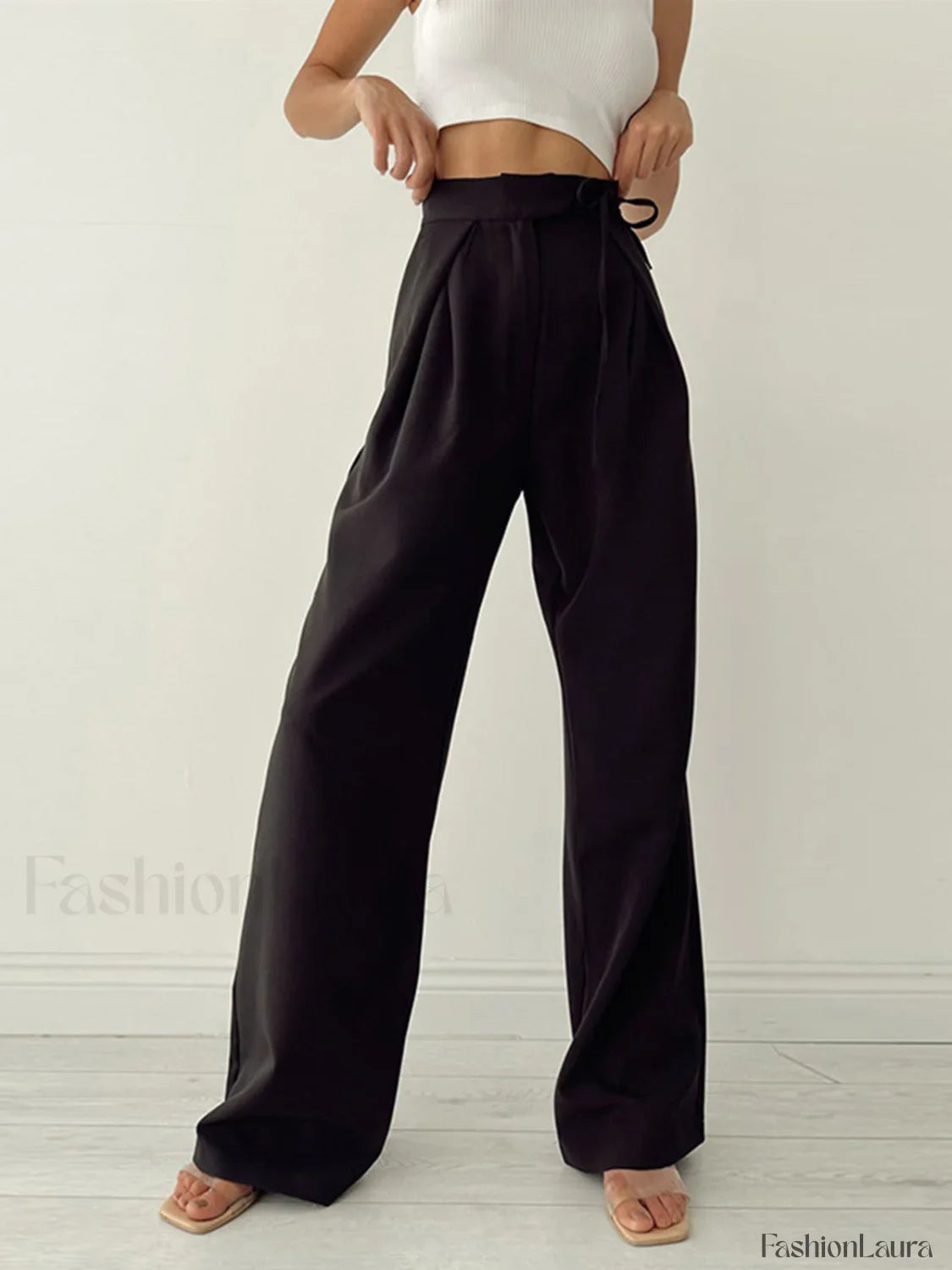 Palazzo Tied Wide Trendy Leg Dress Pants