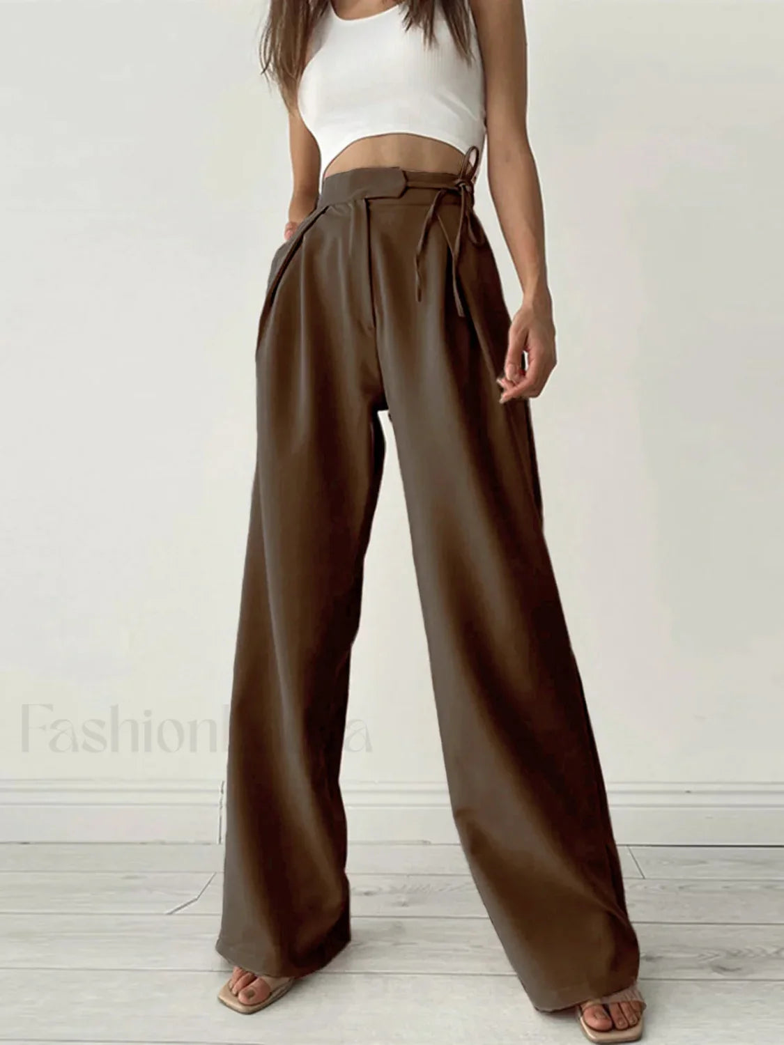 Palazzo Tied Wide Trendy Leg Dress Pants