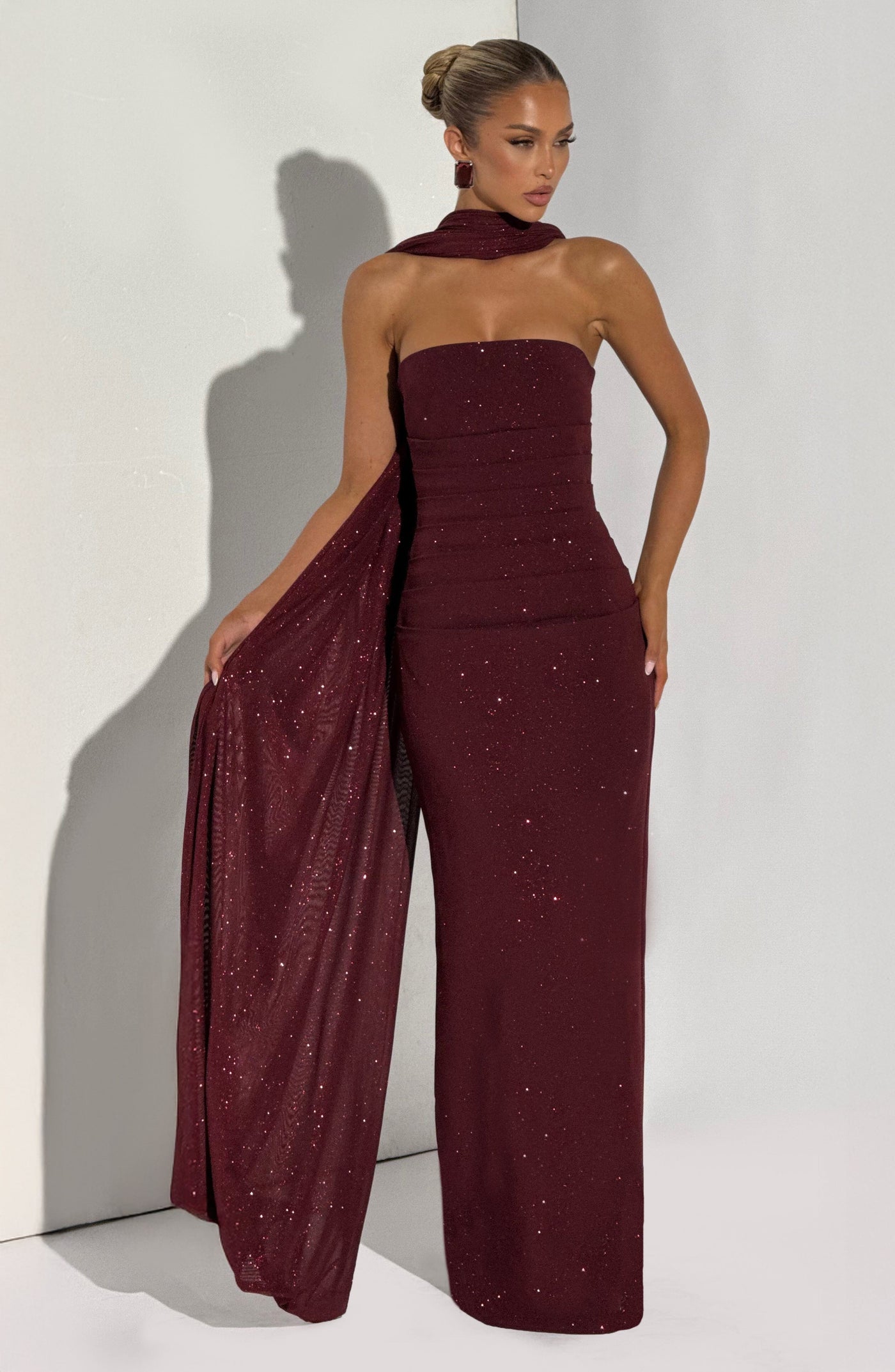 Sparkle Strapless Ruched Maxi Gown 14