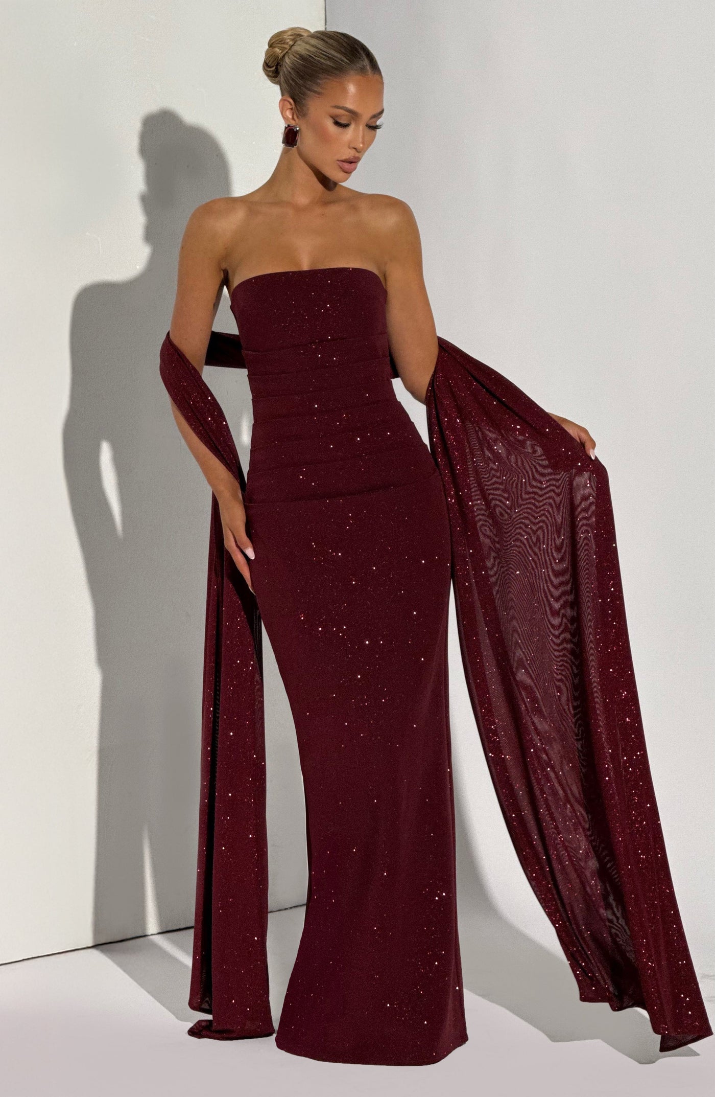Sparkle Strapless Ruched Maxi Gown 12
