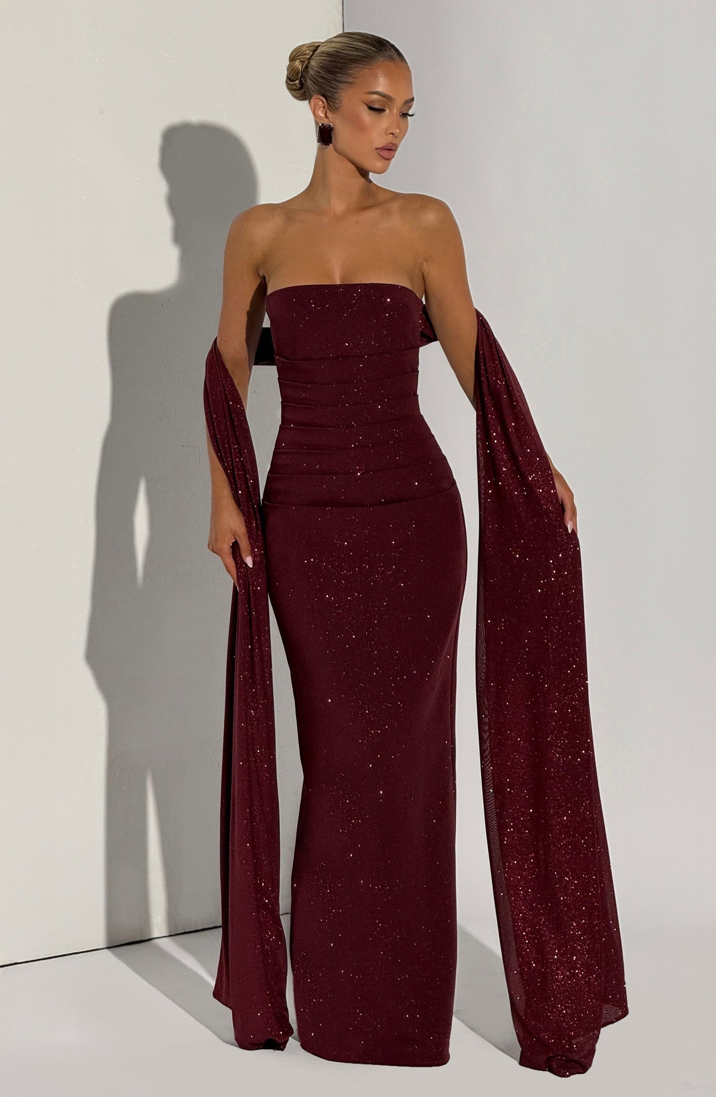 Sparkle Strapless Ruched Maxi Gown 13