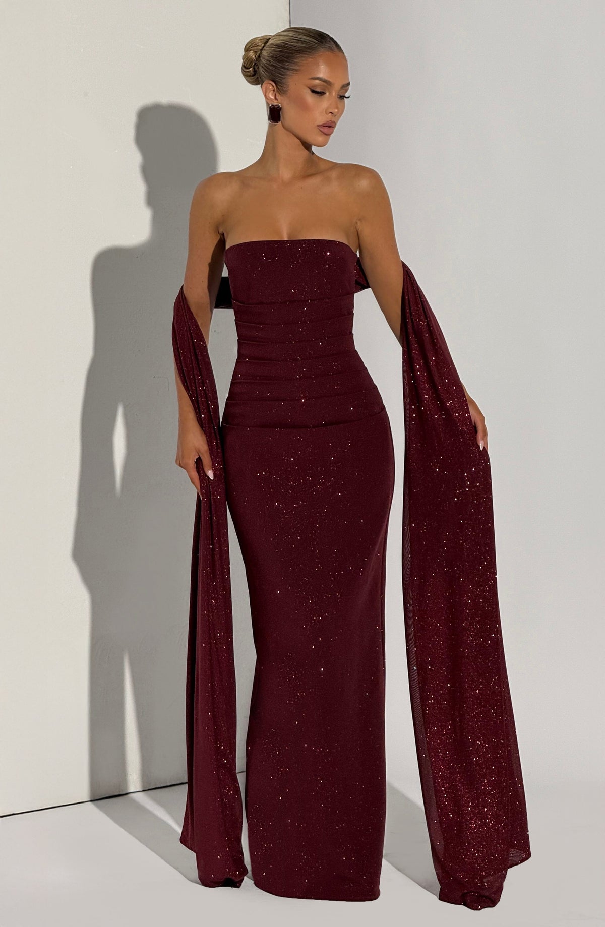 Sparkle Strapless Ruched Maxi Gown 13