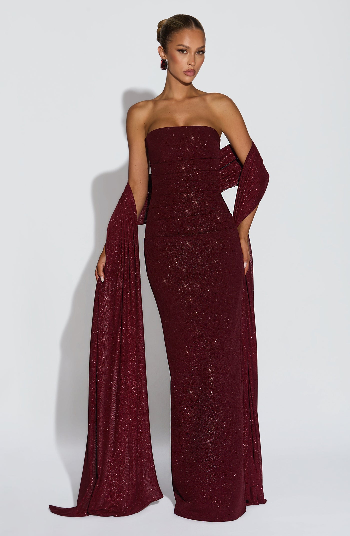 Sparkle Strapless Ruched Maxi Gown 5