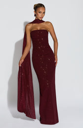 Sparkle Strapless Ruched Maxi Gown