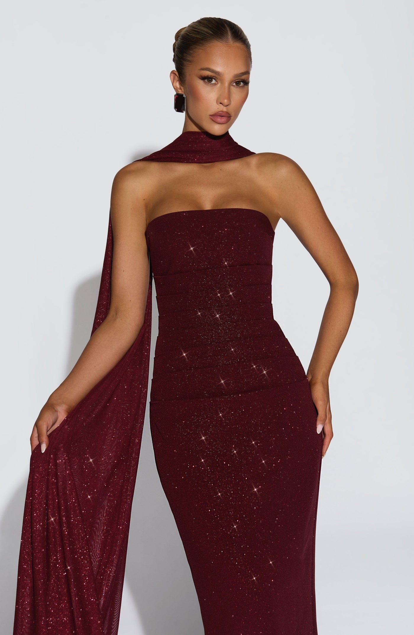 Sparkle Strapless Ruched Maxi Gown 11