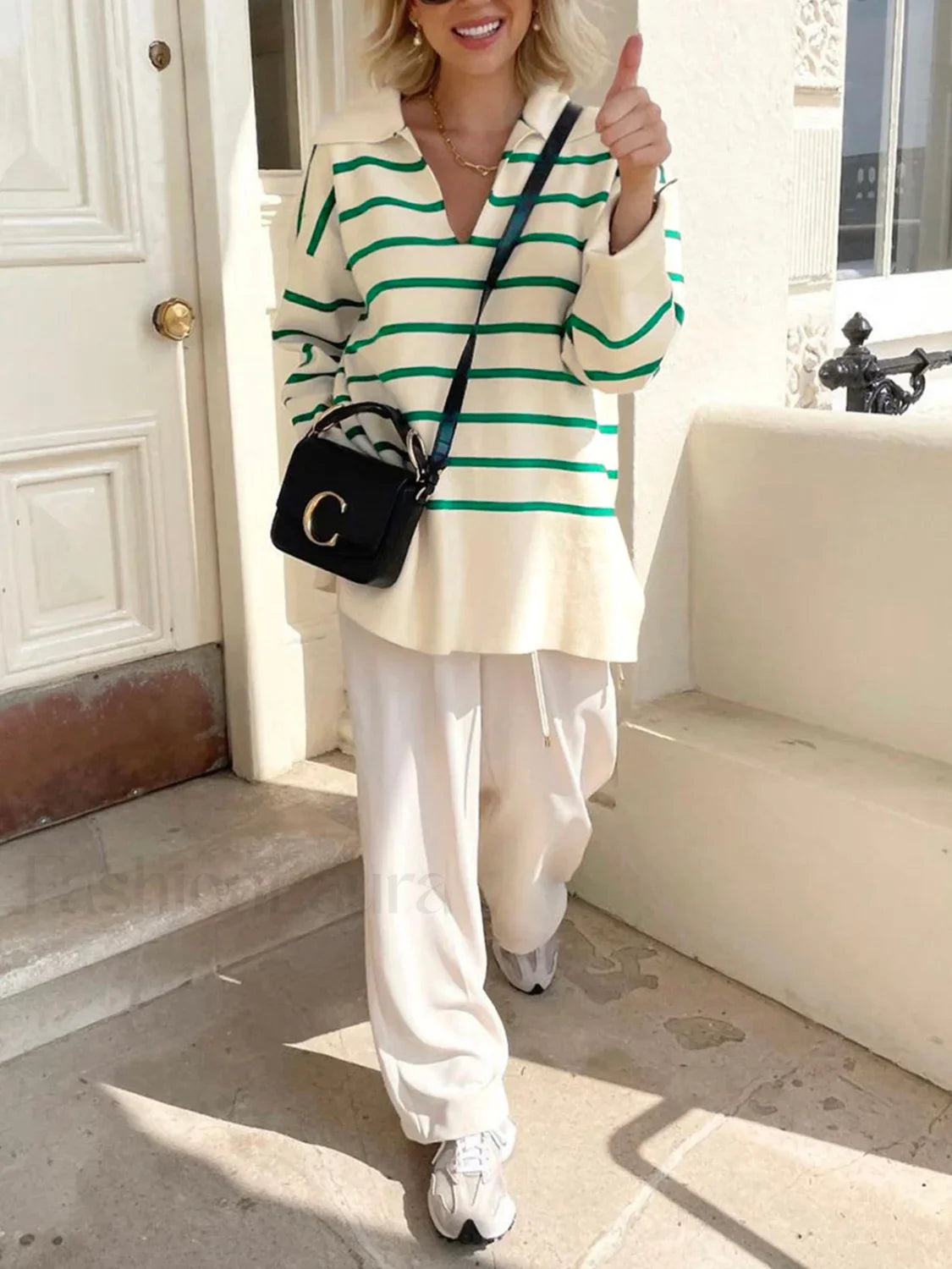 Paris In Graceful Spring Stripe Sweater