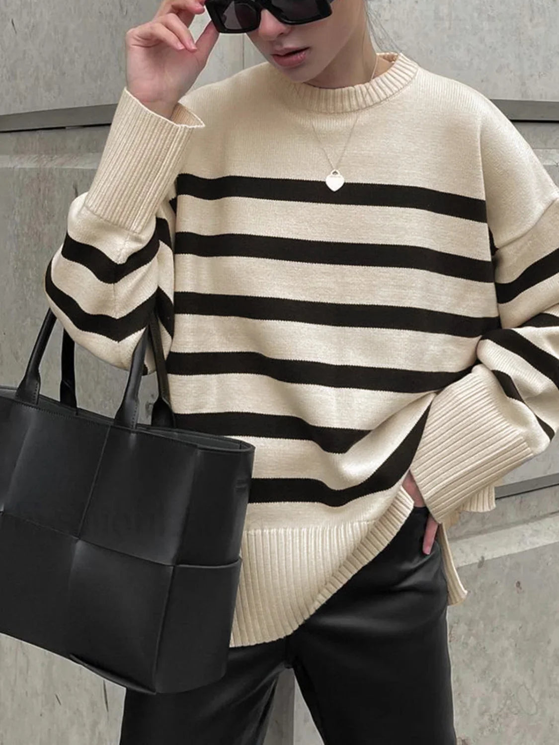 Parisian Stripe Sweater White / XS Sweaters