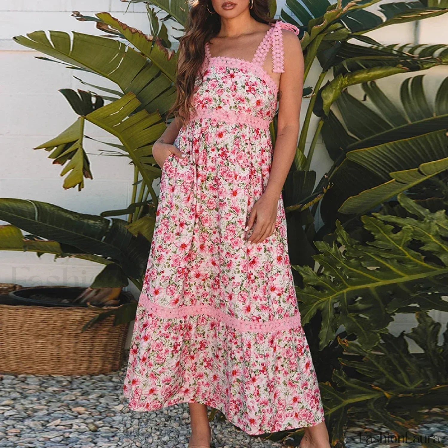 Patchwork Bow-Tie Floral Dress