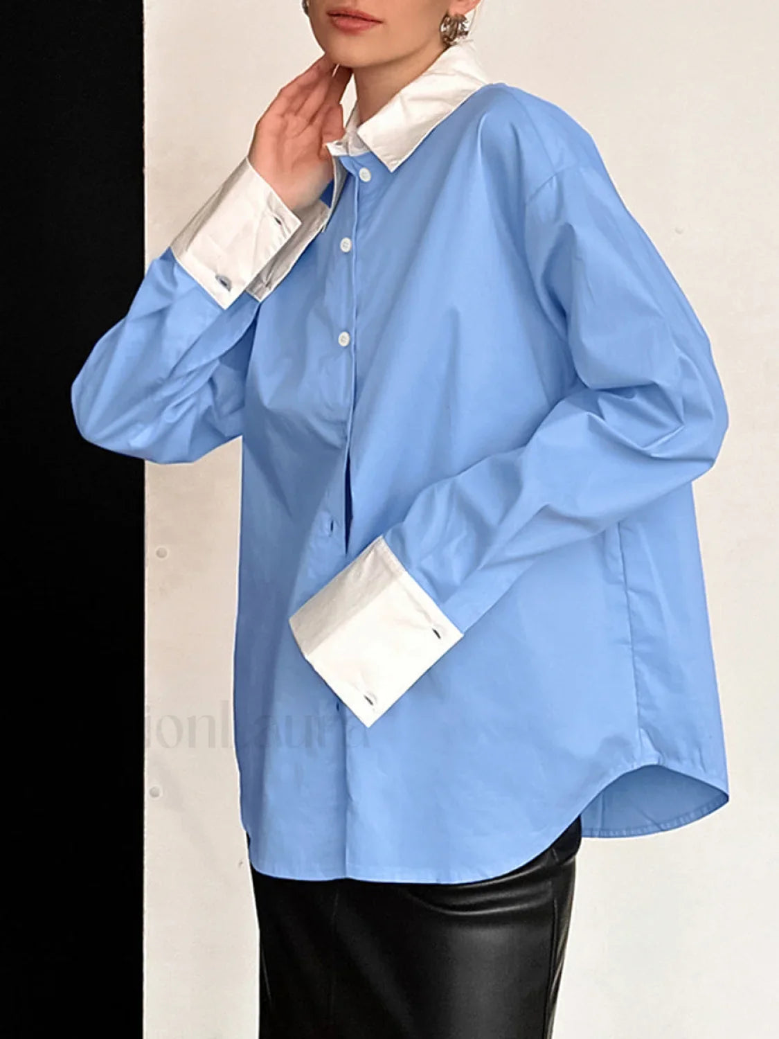 Patchwork Collar Graceful & Cuff Shirt