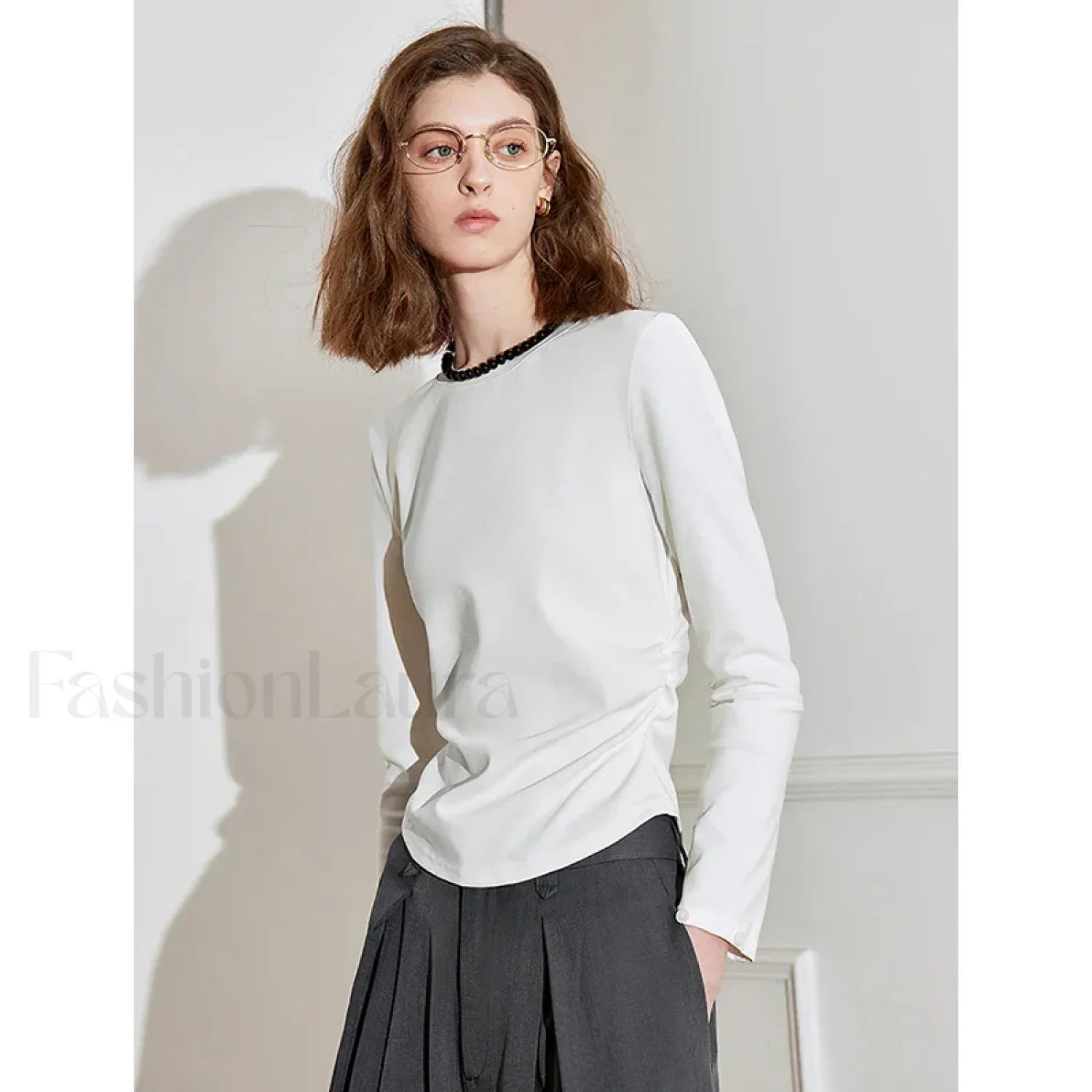 Patchwork Plaid Slim Fit Pullover T-Shirt