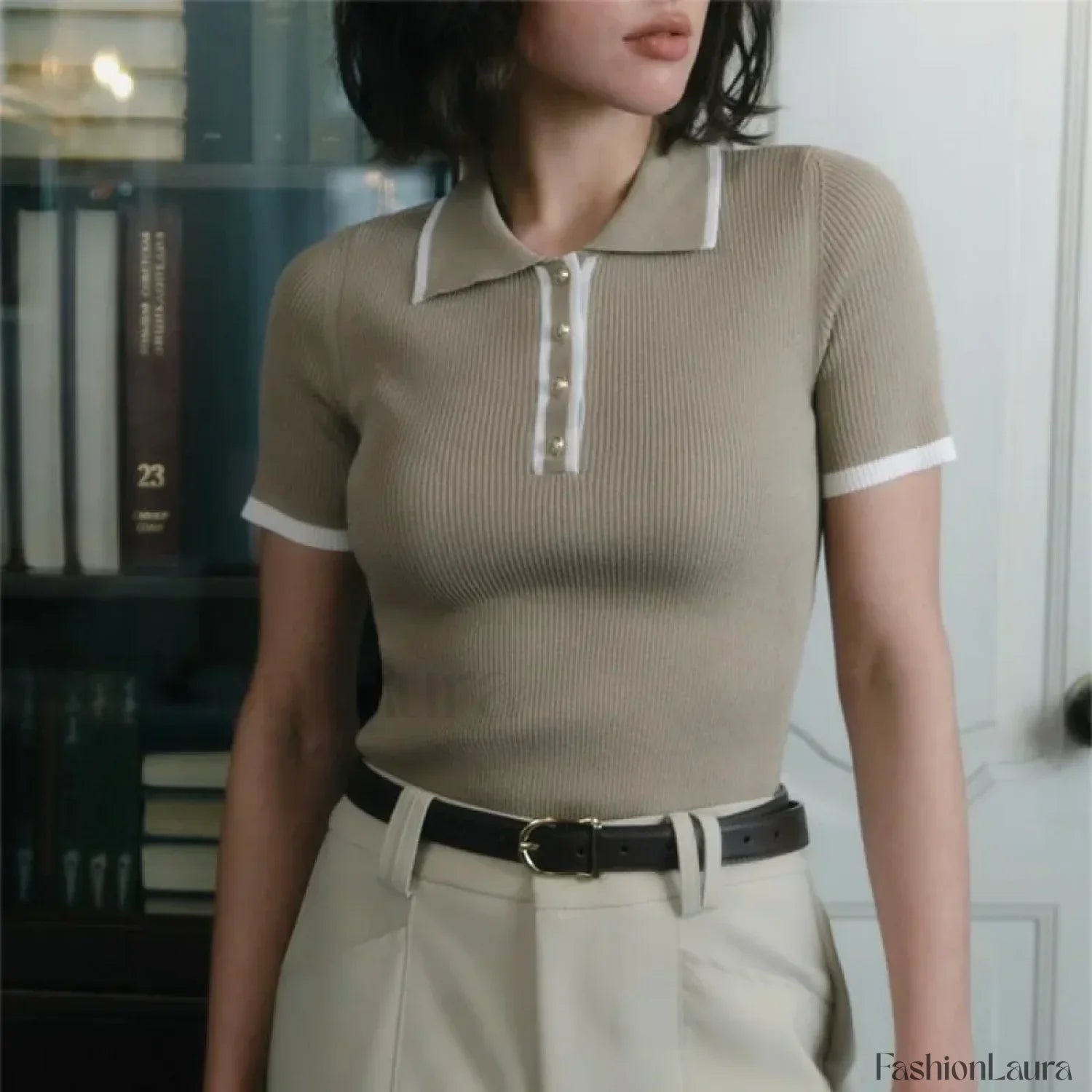 Patchwork Short Sleeve Knit Pullover T-Shirt