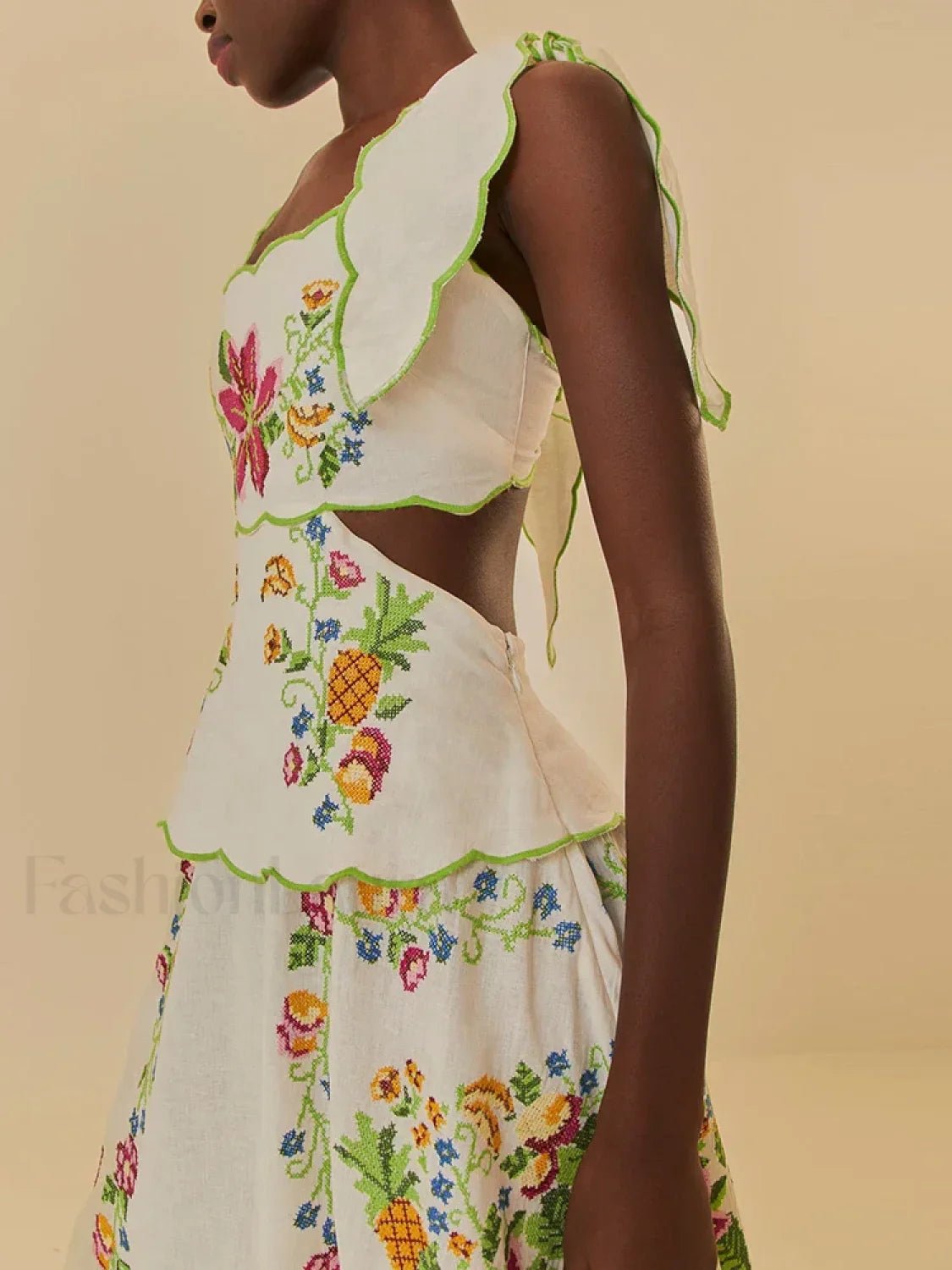 Patchwork Square-Collar Boho Dress