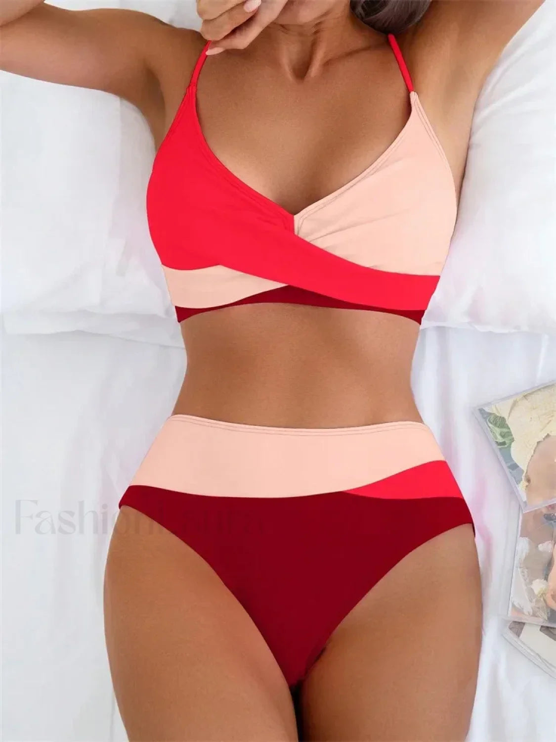 Patchwork String Bikini Set RED3 / S