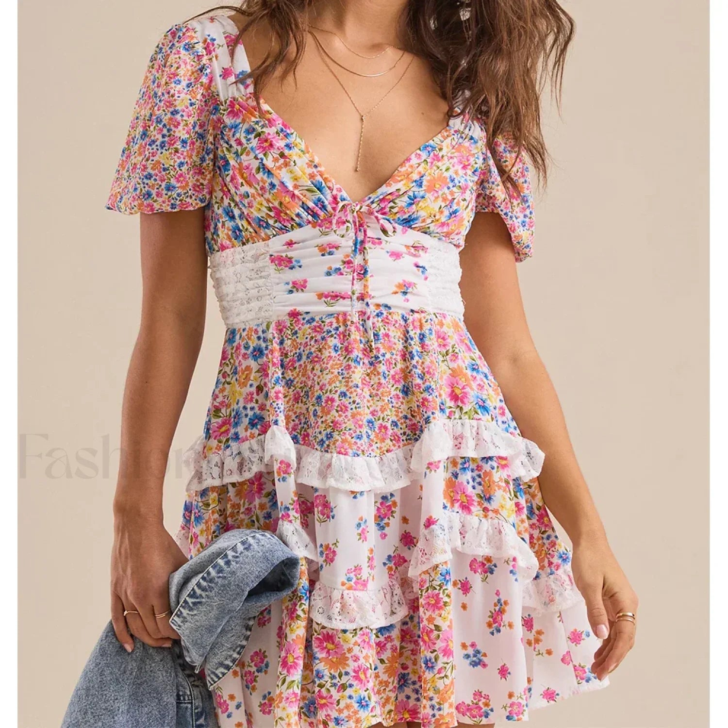 Patchwork Tiered Floral Dress