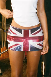 Patriotic Sequin Color Block Bodycon Mini Skirt