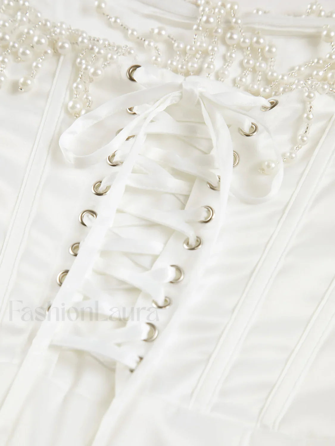 Pearl Decor Graceful Strapless Midi Dress