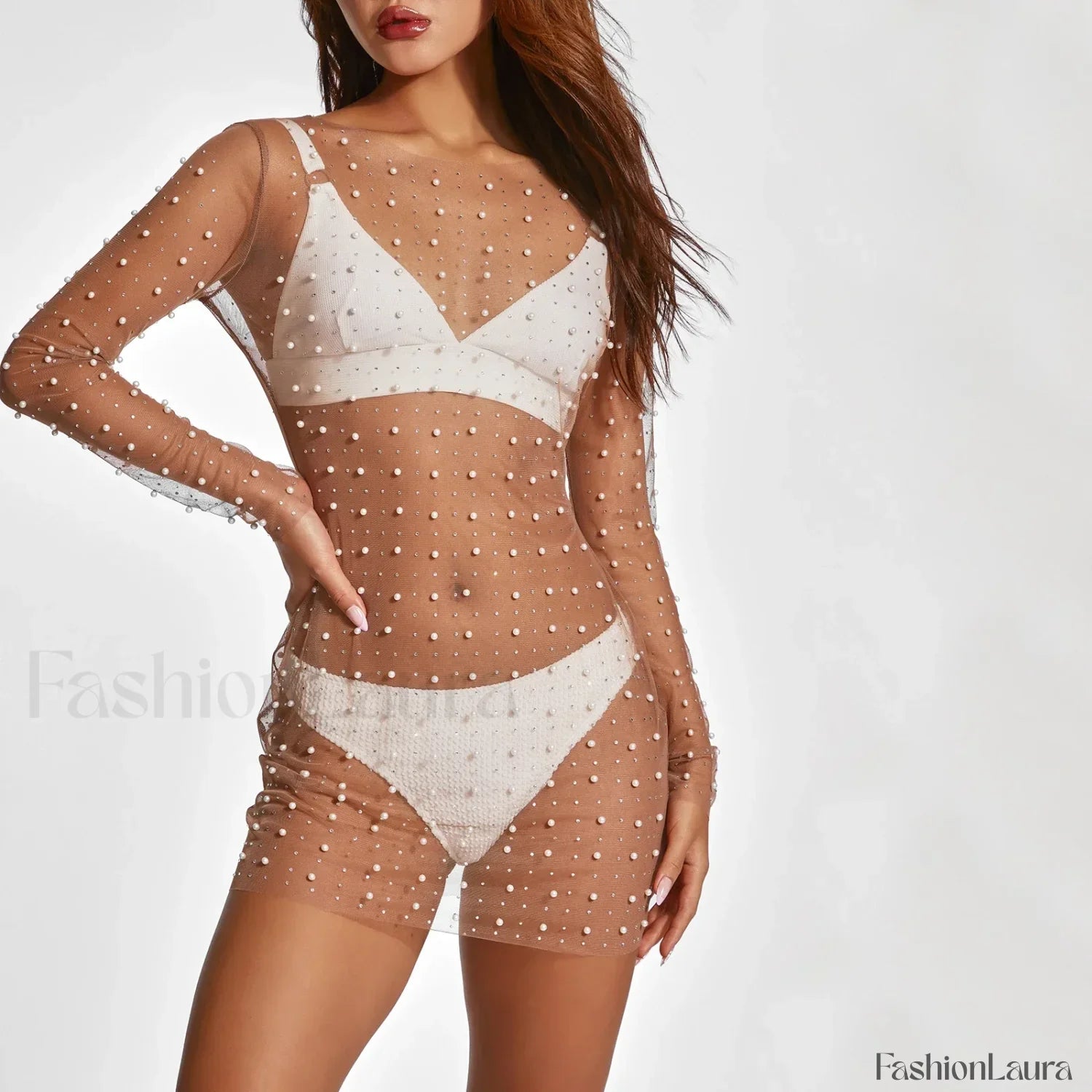 Pearl Sheer Party Dress Cover Up