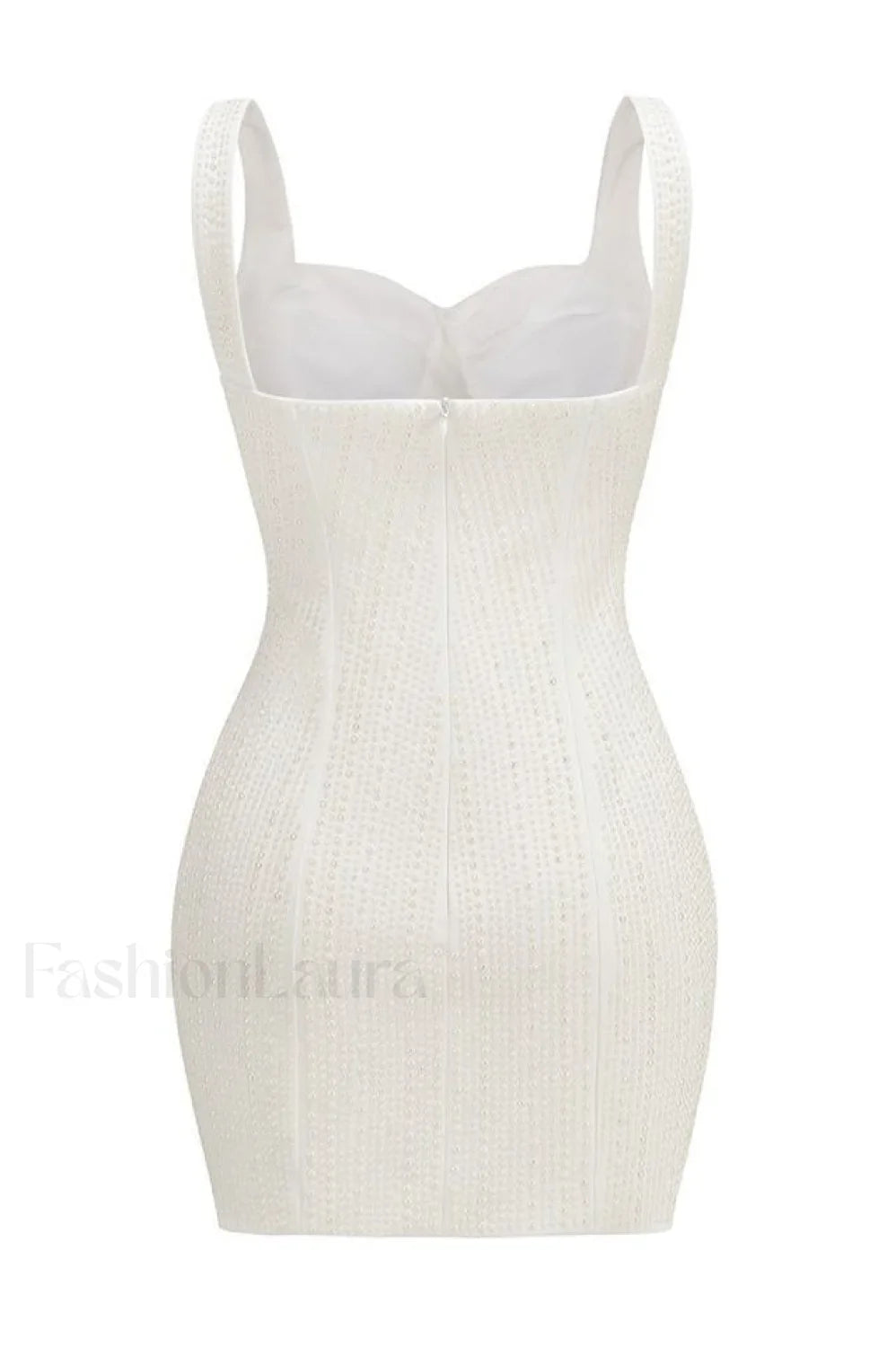Pearl Studded Stylish White Mini Dress