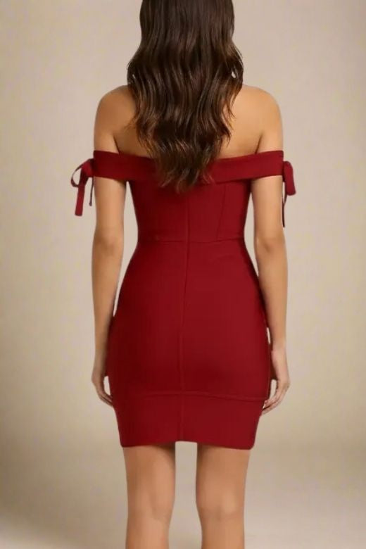 Penelope Bandage Mini Dress - Red Wine