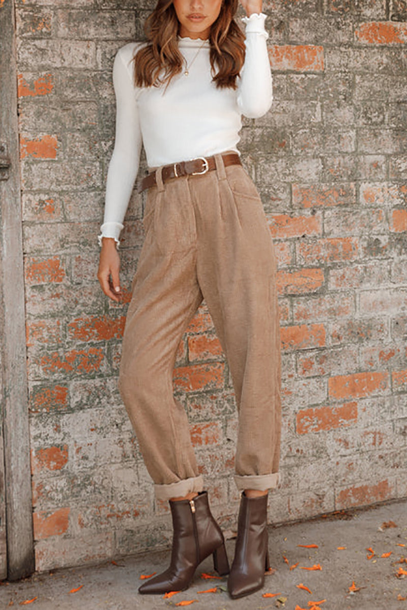 High Waisted Baggy Corduroy Pant
