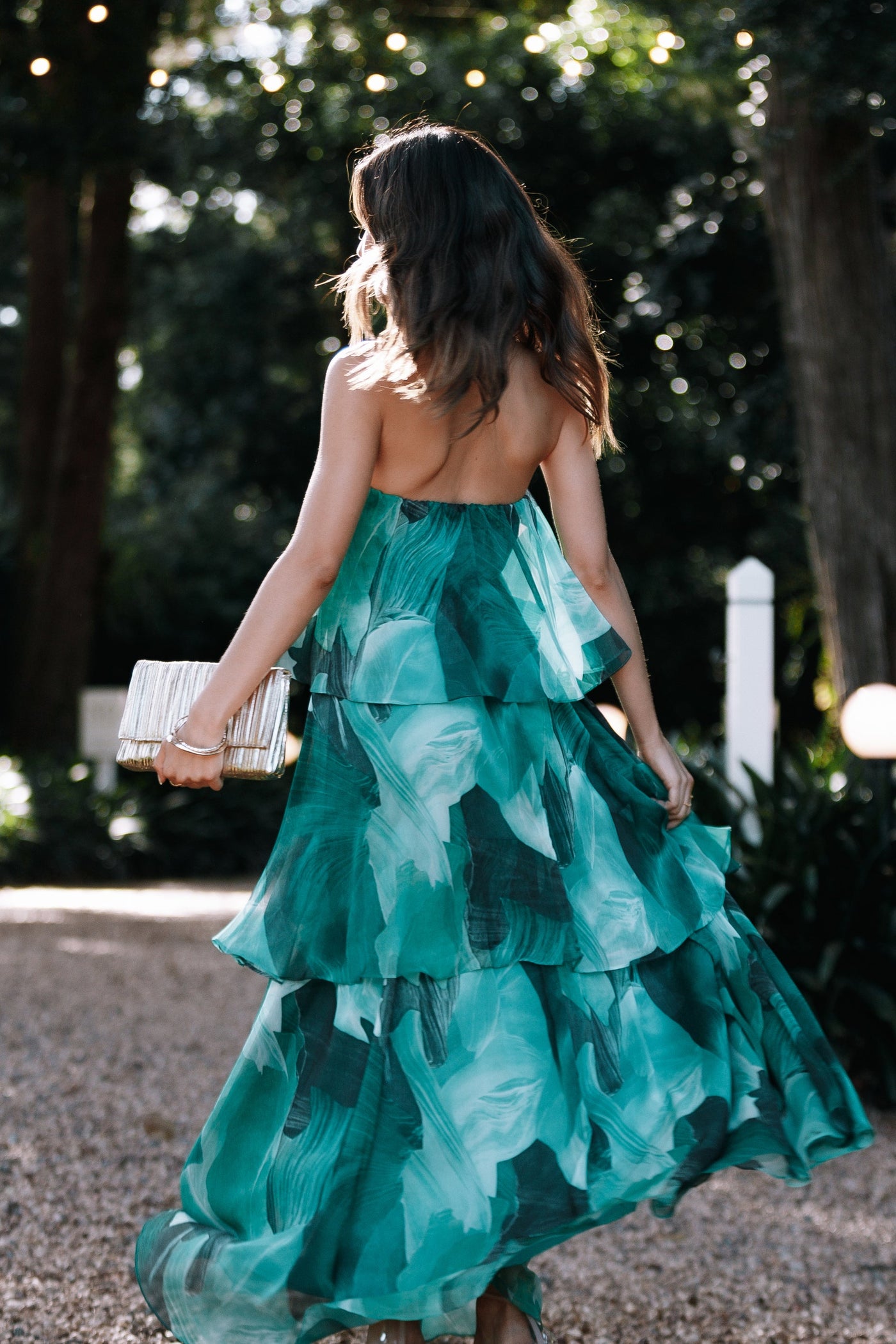 Floral Chiffon Strapless Tiered Maxi Dress 2