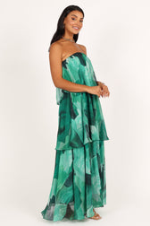 Floral Chiffon Strapless Tiered Maxi Dress 7