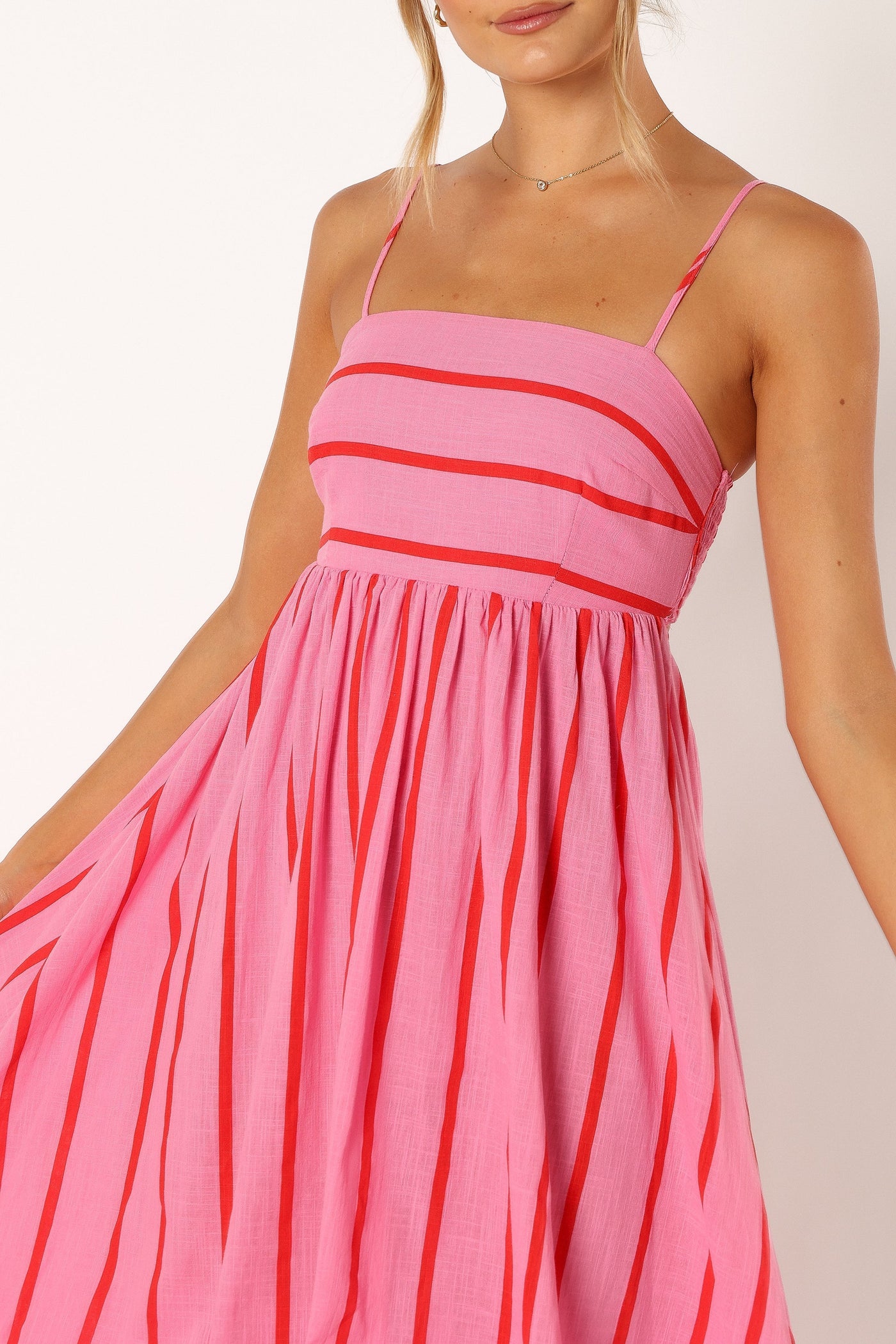 Striped Spaghetti Strap Tiered Maxi Dress 7